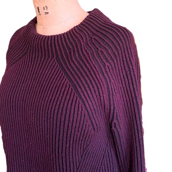 NWOT Athleta Rockland Sweater Aubergine/ Eggplant & Black textured, ribbed S - Picture 4 of 10